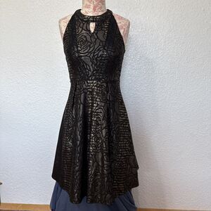 Trixxi Girl Black & Gold Floral Dress. Size 16